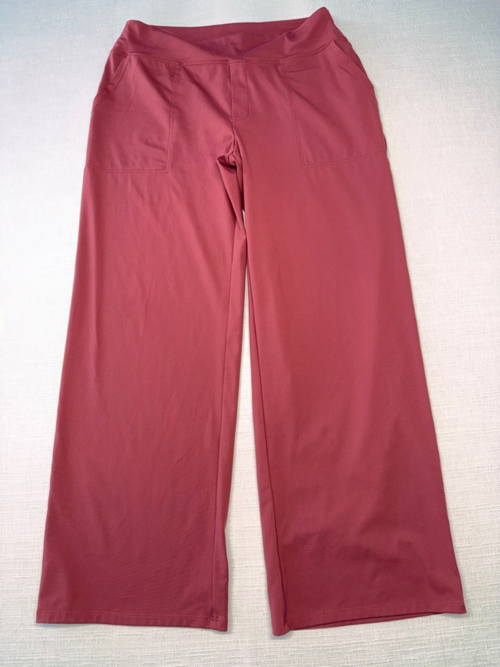 Wide Leg Pull-On Track Pants in Dusty Rose